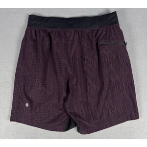 Lululemon Shorts Medium THE Linerless Dark Purple Black Geometric Lounge Gym